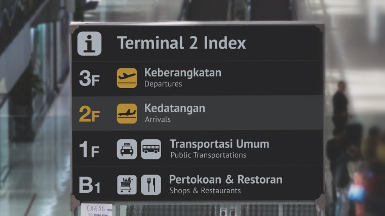 Example of information index sign for certain parts (e.g., departure information in an airport)